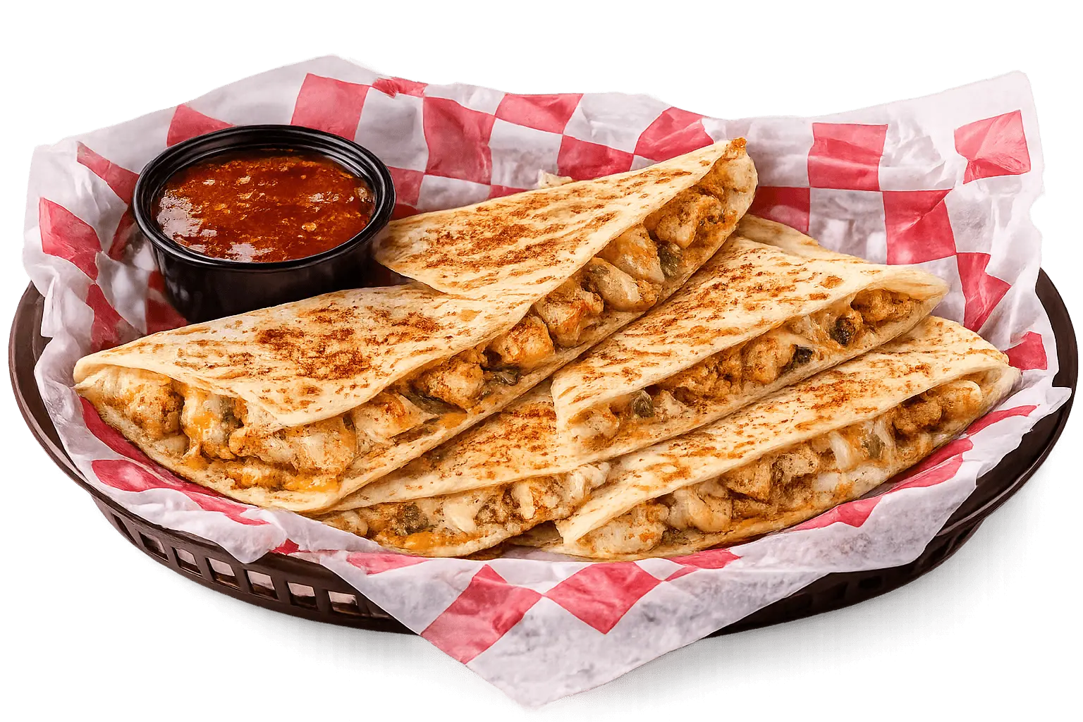 Chicken Quesadilla with Hot Sauce
